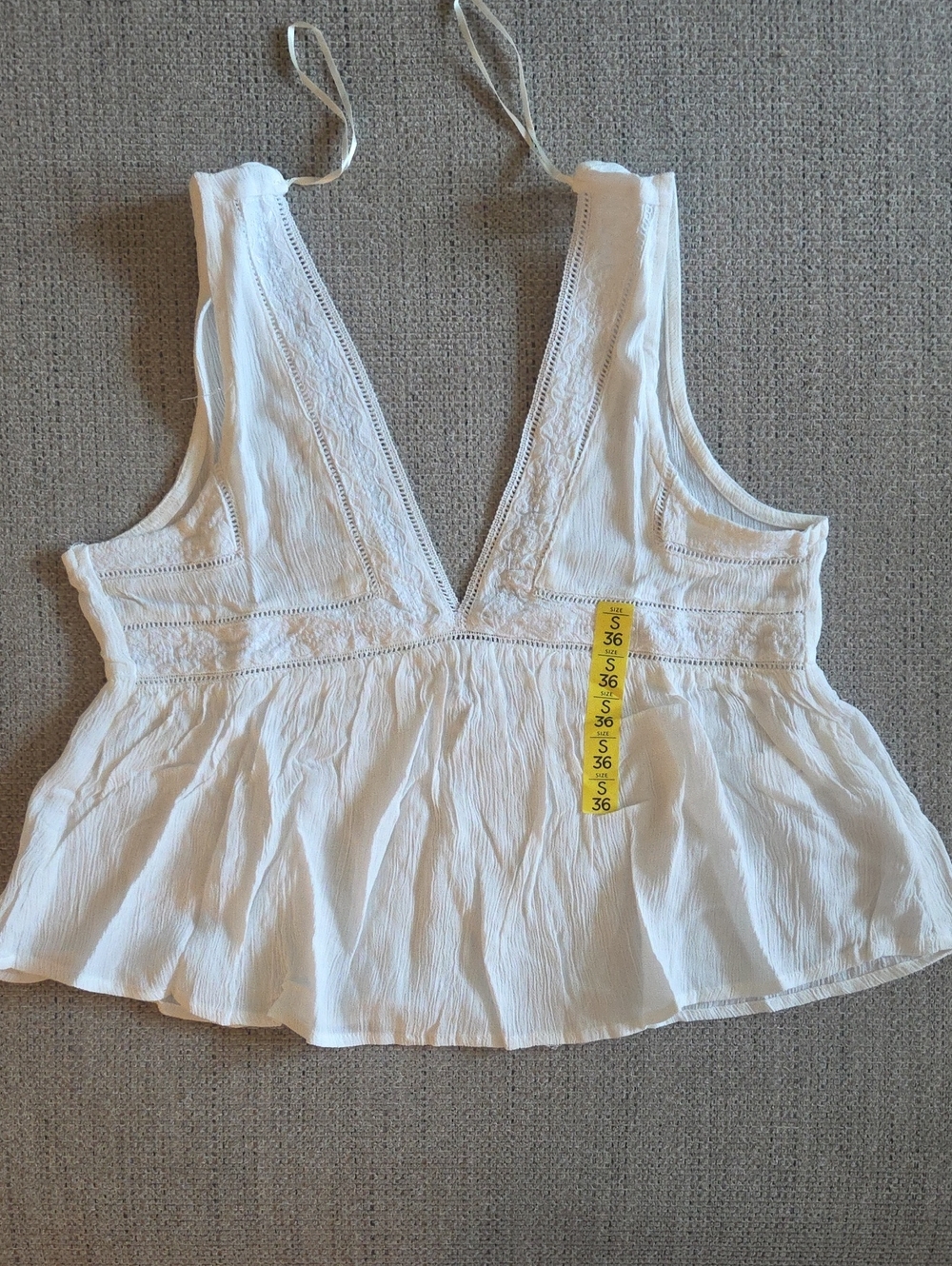 White V-Neck Lace-Trim Peplum Camisole Melrose Place